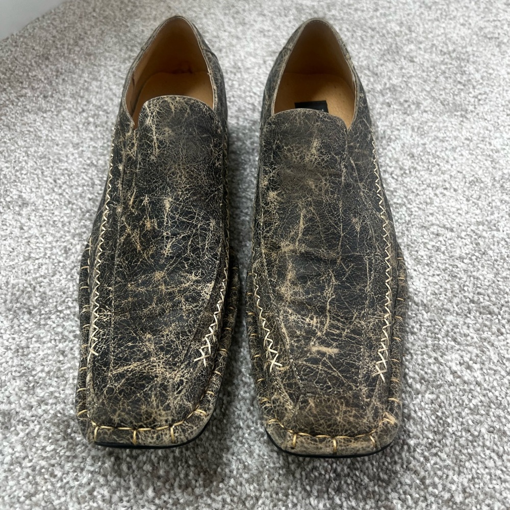 Men's Vintage Leather Loafers - Black